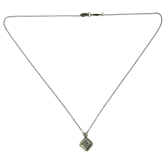 Gabriel & Co. 14 Karat White Gold Diamond Cluster Pendant Necklace #20713 - Picture 4 of 8